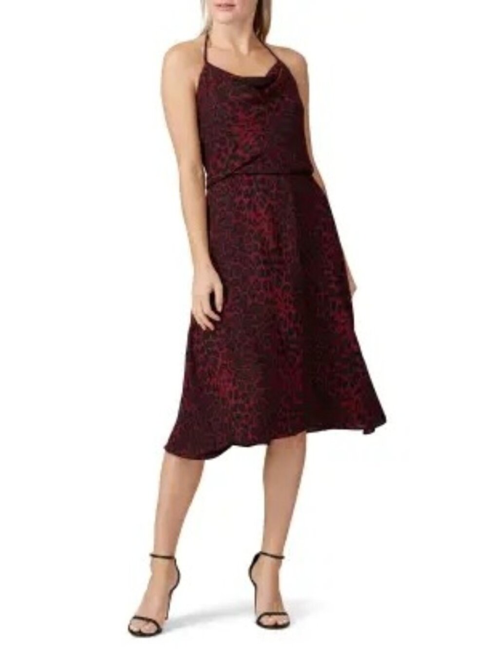 R-72. Dress The Population Burgundry Zherra Leopard Dress